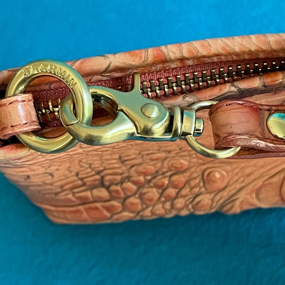👛 Brahmin Lorelei Orange Melbourne Crocodile Embossed Leather Shoulder Bag. 👛 - Picture 9 of 16